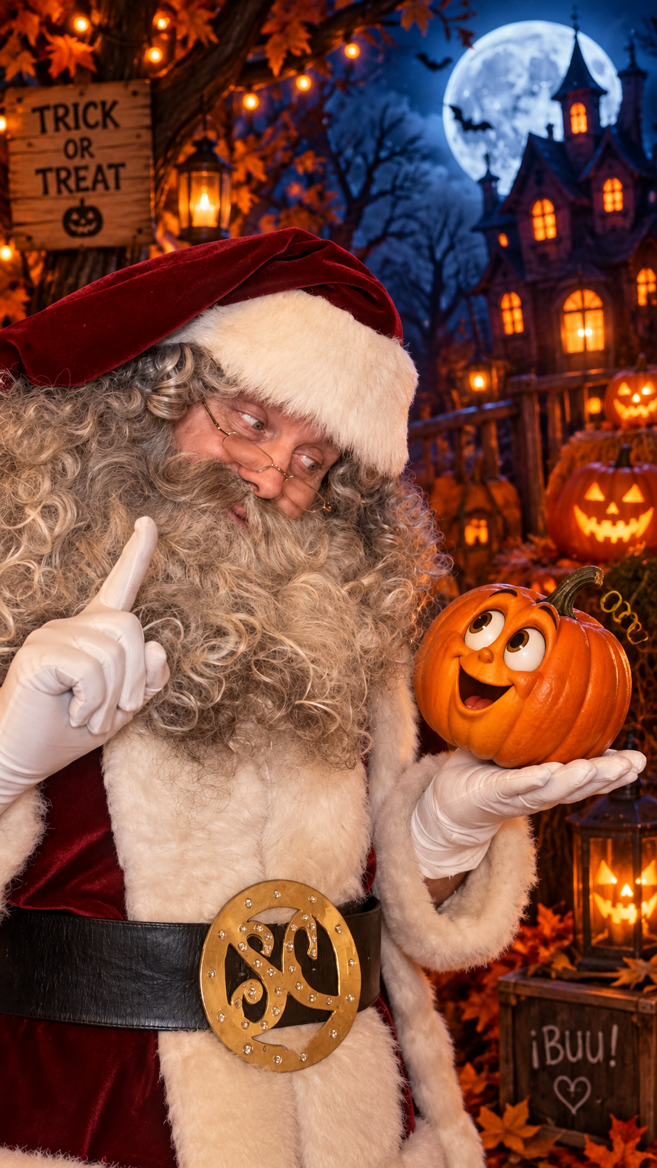 Santa Claus y Calabacita Sonriente